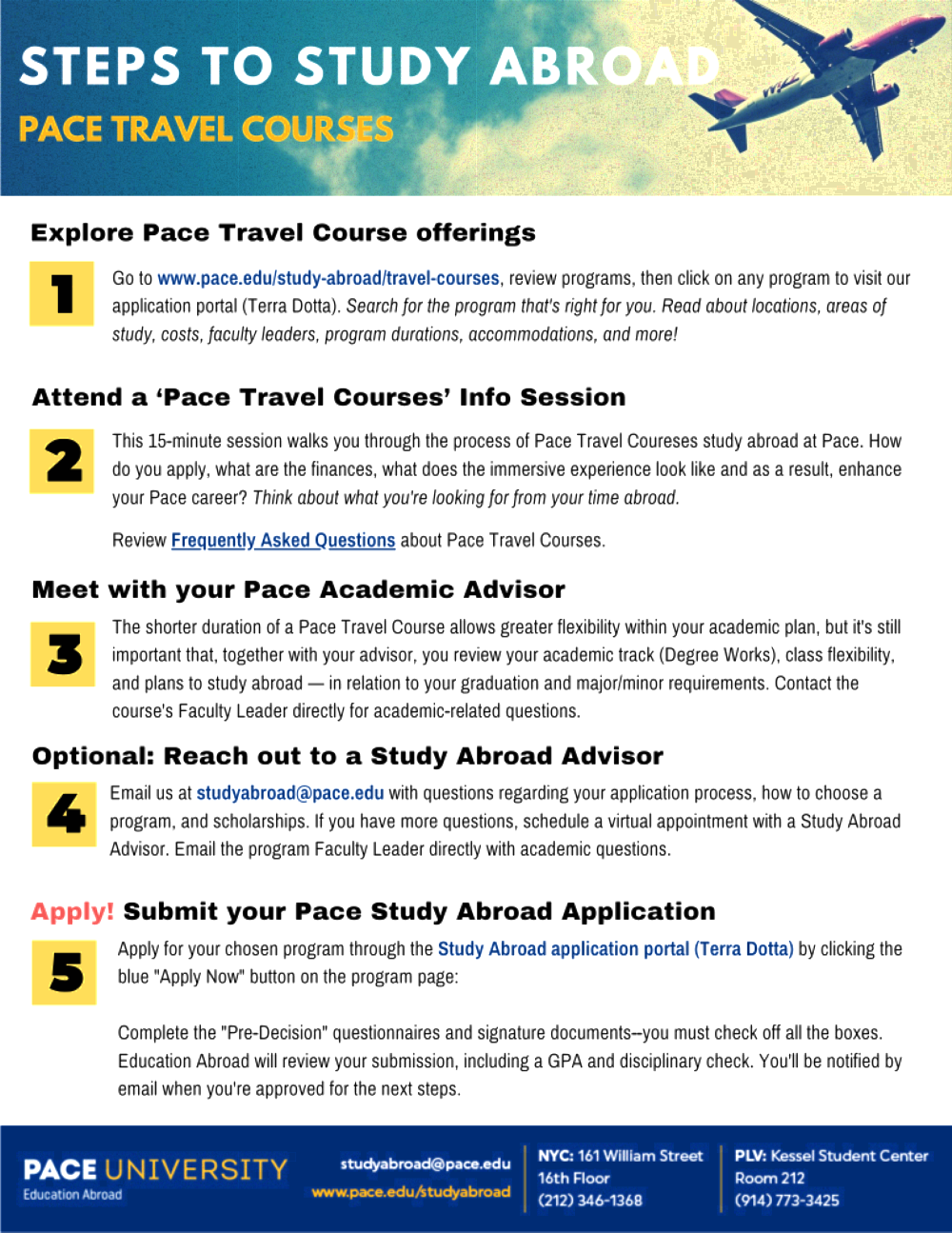 Pace Travel Courses Steps 1